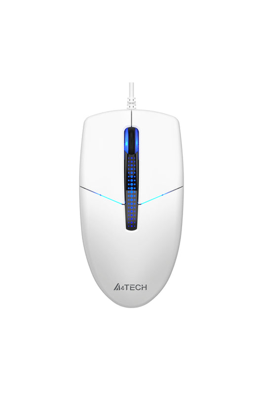 A4Tech - A4Tech N-530S White Full-Size Illuminate Silent Wired Optical Mouse - white