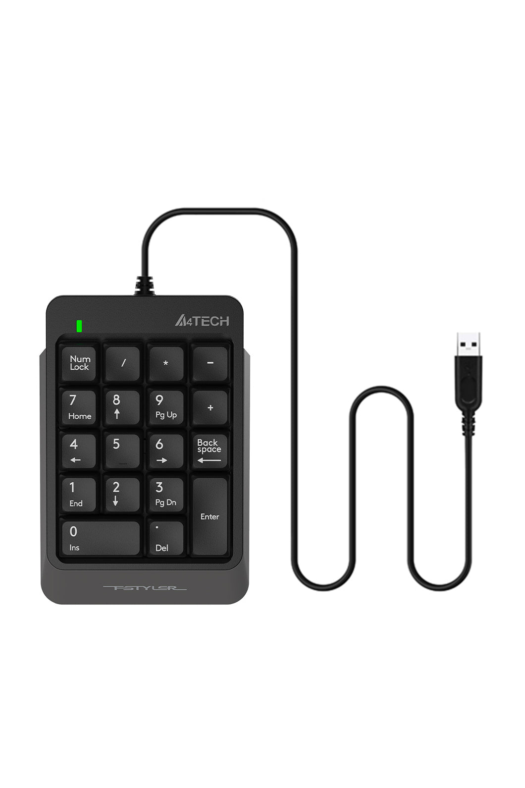 A4Tech - A4Tech FK13P Black Ultra-Slim 18-Key Spill-Resistant USB Numeric Keypad - black