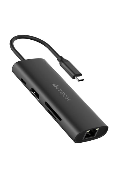 A4Tech - A4Tech DST-80C Ash Grey 8-Port USB-C Docking Station - ash-grey