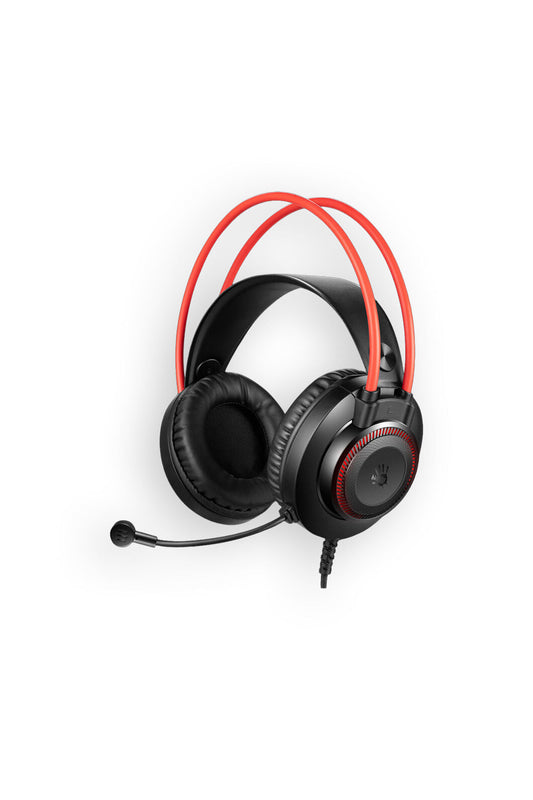 BLOODY - Bloody G200S Neon Black Red USB Wired Over-Ear Immersive LED Gaming Headphones - black-red