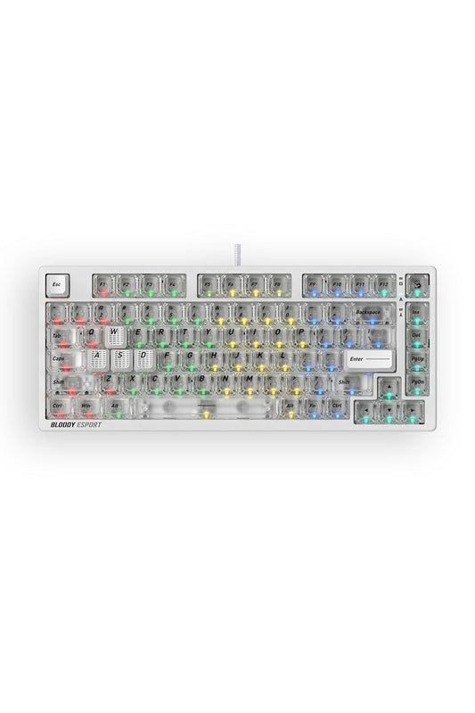 BLOODY - Bloody MS76 Crystal White 75% Magnetic HE RGB Gaming Keyboard - crystal-white