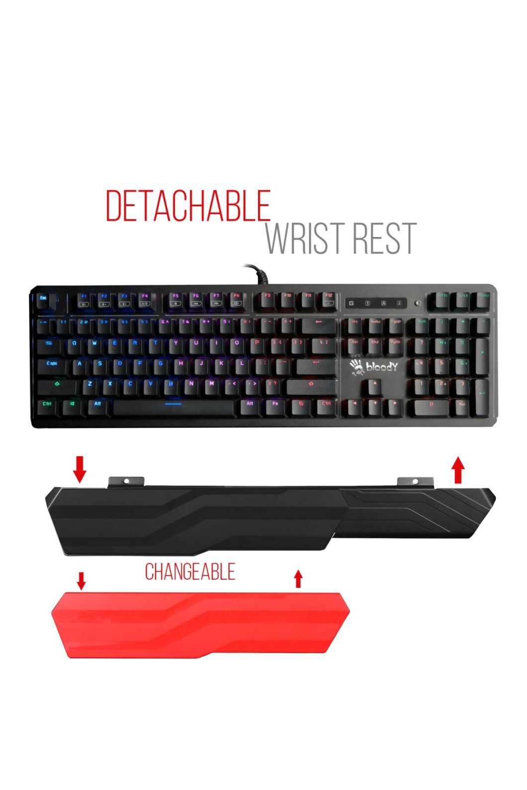 BLOODY - Bloody B975 Black Light Strike Optical Mechanical RGB Gaming Keyboard Brown Switch - black