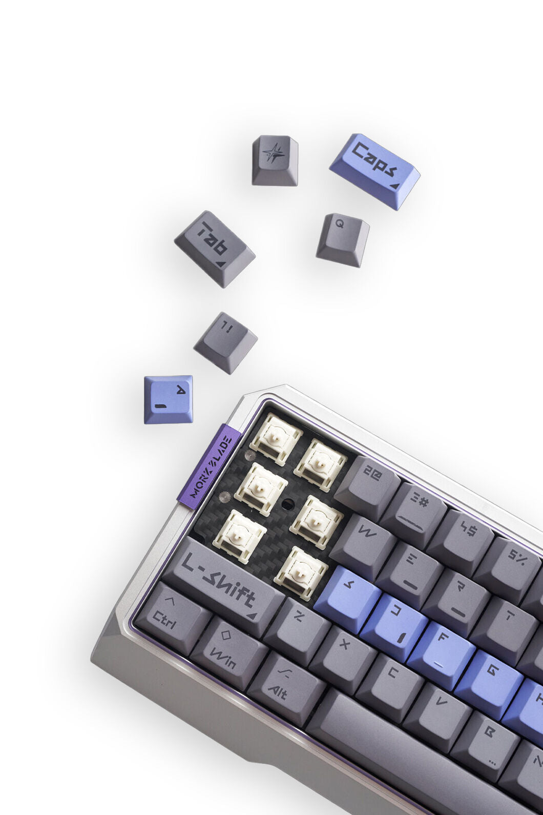 MORK BLADE - Mork Blade MK60S Silver Jade POM 60% Magnetic HE CNC Aluminium Gaming Keyboard - silver