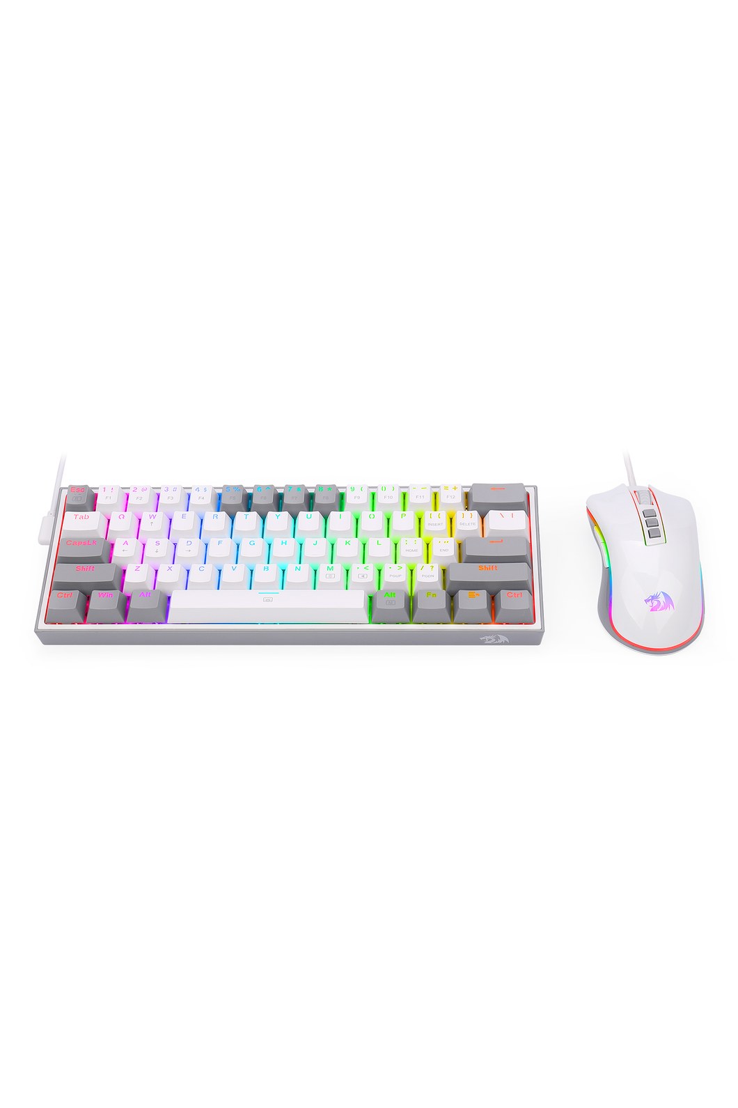 REDRAGON - Redragon S131 White 60% RGB Mechanical Dynamic Duo Gaming Combo - white
