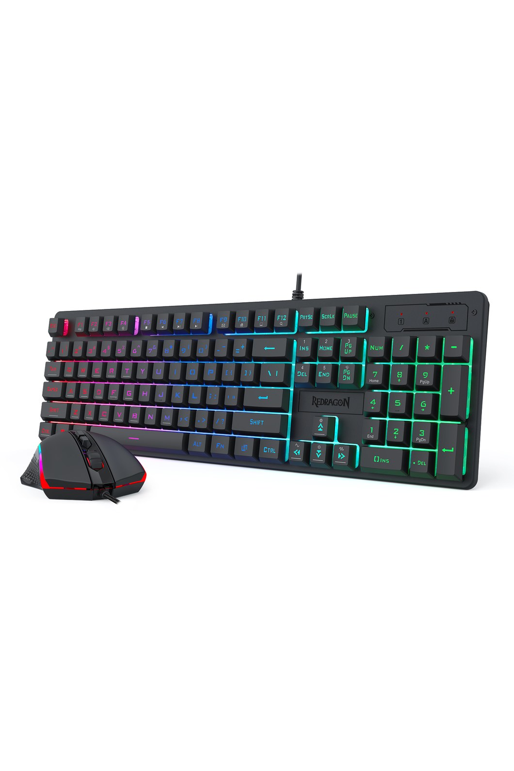 REDRAGON - Redragon S107-RGB-BA Black Full Size RGB Membrane Keyboard Mouse Combo - black