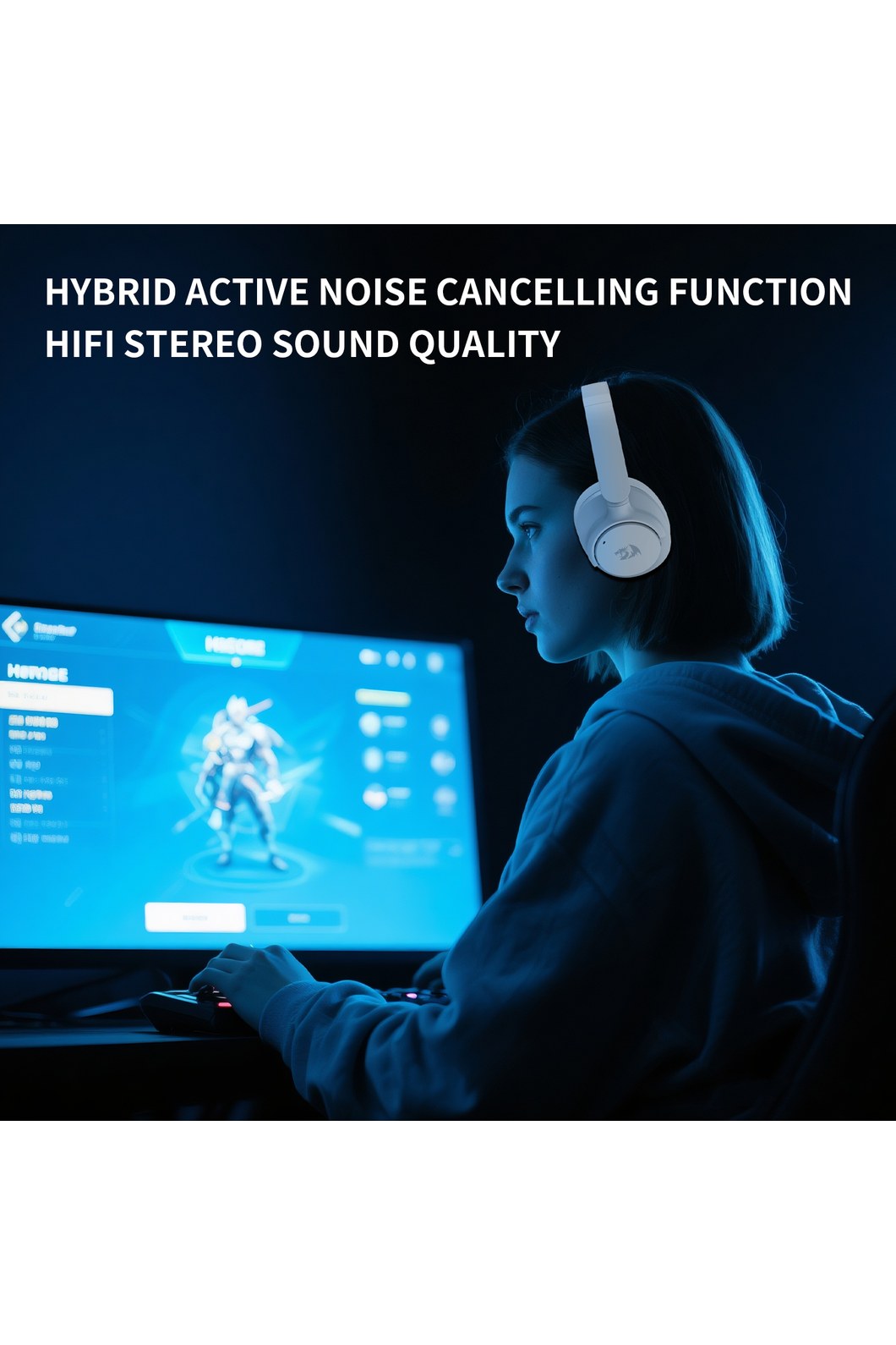 REDRAGON - Redragon H610G VibeCore 600X White Grey ANC Wireless Headphone - white