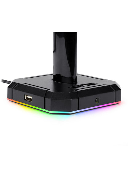 REDRAGON - Redragon HA300 Black Desktop RGB USB Hub Headphone Stand - black