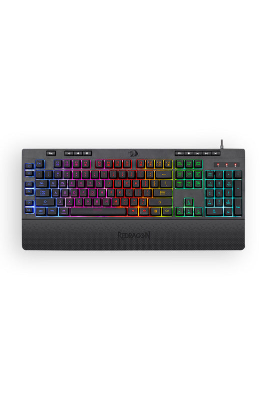 REDRAGON - Redragon K512 Shiva RGB Backlit Full Size Wired Membrane Gamin Keyboard (Black) - black
