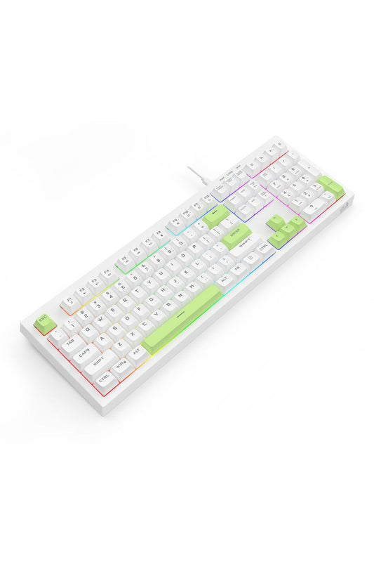 REDRAGON - Redragon K518W-RGB Crux White 108-Key Wired RGB Gaming Keyboard - white