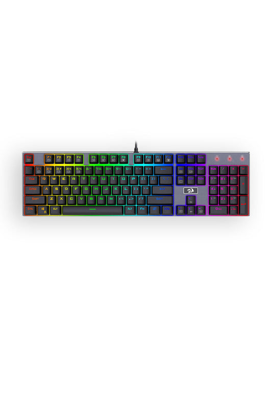 REDRAGON - Redragon K556RGB Devarajas Black Metal Full-Size Wired Mechanical Keyboard Brown Switch - black