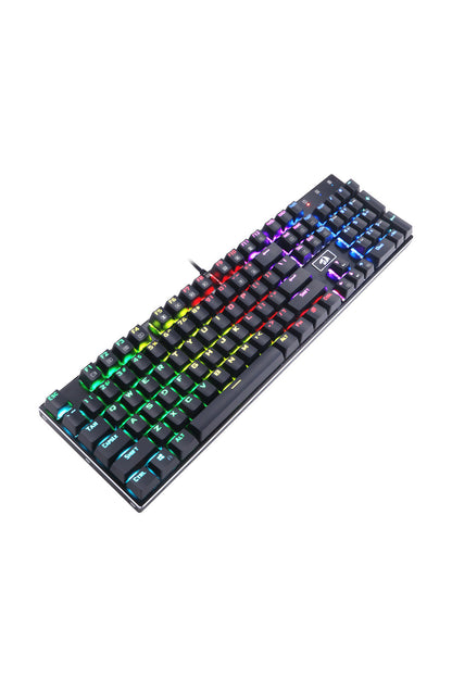 REDRAGON - Redragon K556RGB Devarajas Black Metal Full-Size Wired Mechanical Keyboard Brown Switch - black