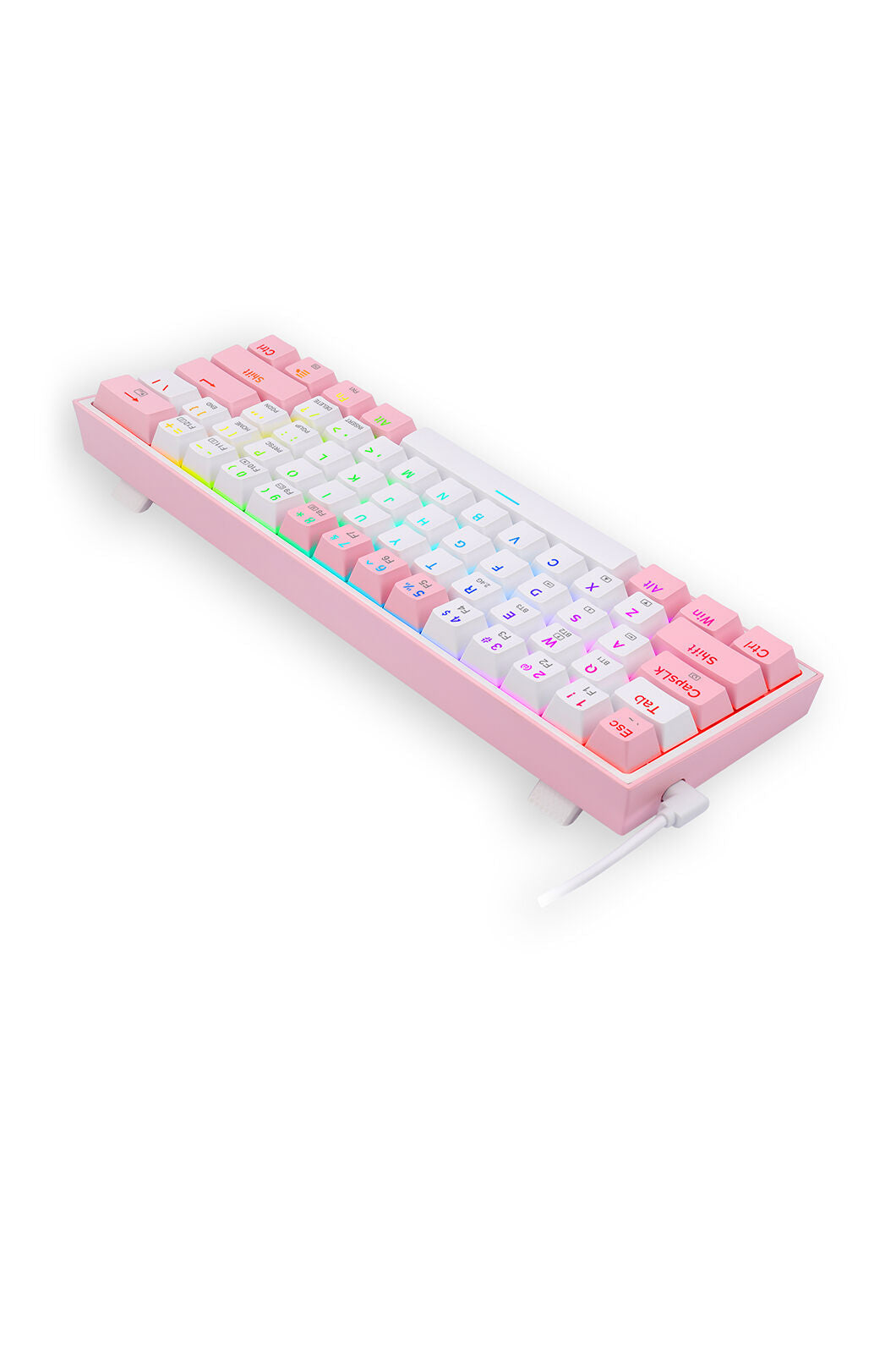REDRAGON - Redragon K616-RGB Fizz Pro White Pink 60% Tri-Mode Wireless Mechanical Gaming Keyboard - white-pink