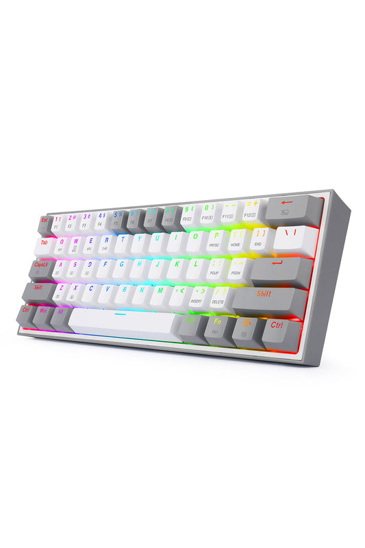 REDRAGON - Redragon K616-RGB Fizz Pro White Grey 60% Tri-Mode Wireless Mechanical Gaming Keyboard - white-grey
