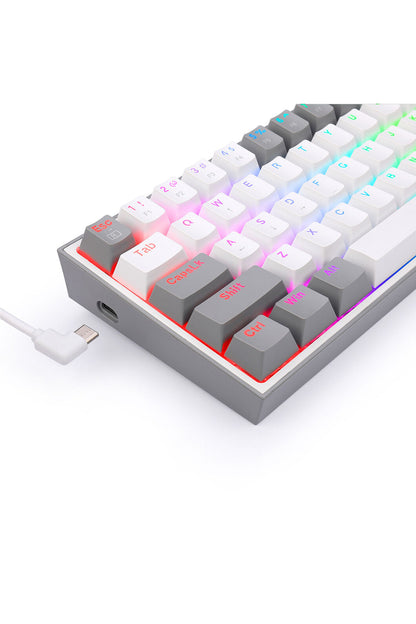 REDRAGON - K617-RGB Fizz 61 Key Wired Keyboard - white-grey
