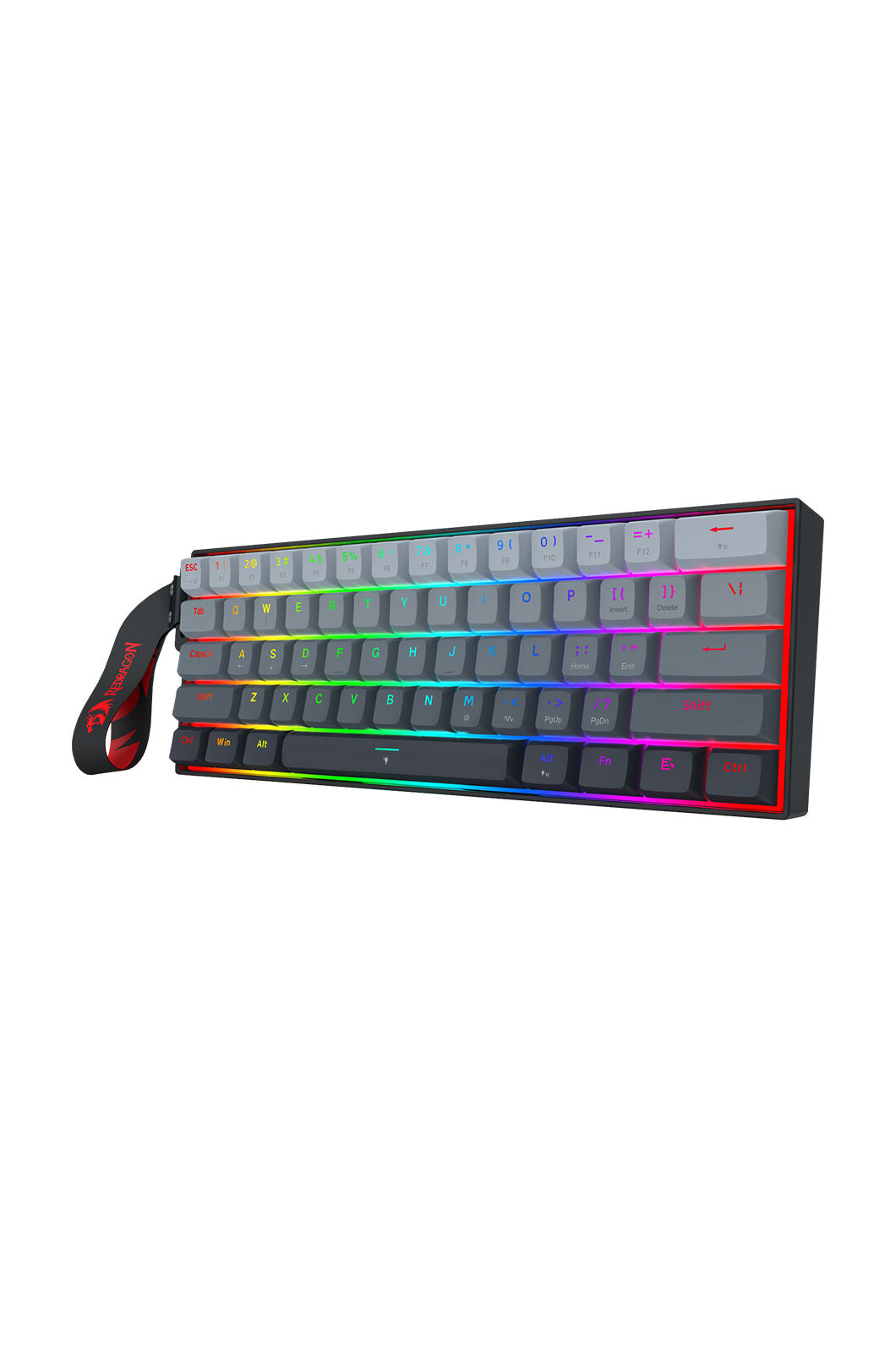 REDRAGON - Redragon K617GGB-RGB-MP Fizz Grey 60% Rapid Trigger Magnetic HE RGB Gaming Keyboard - grey