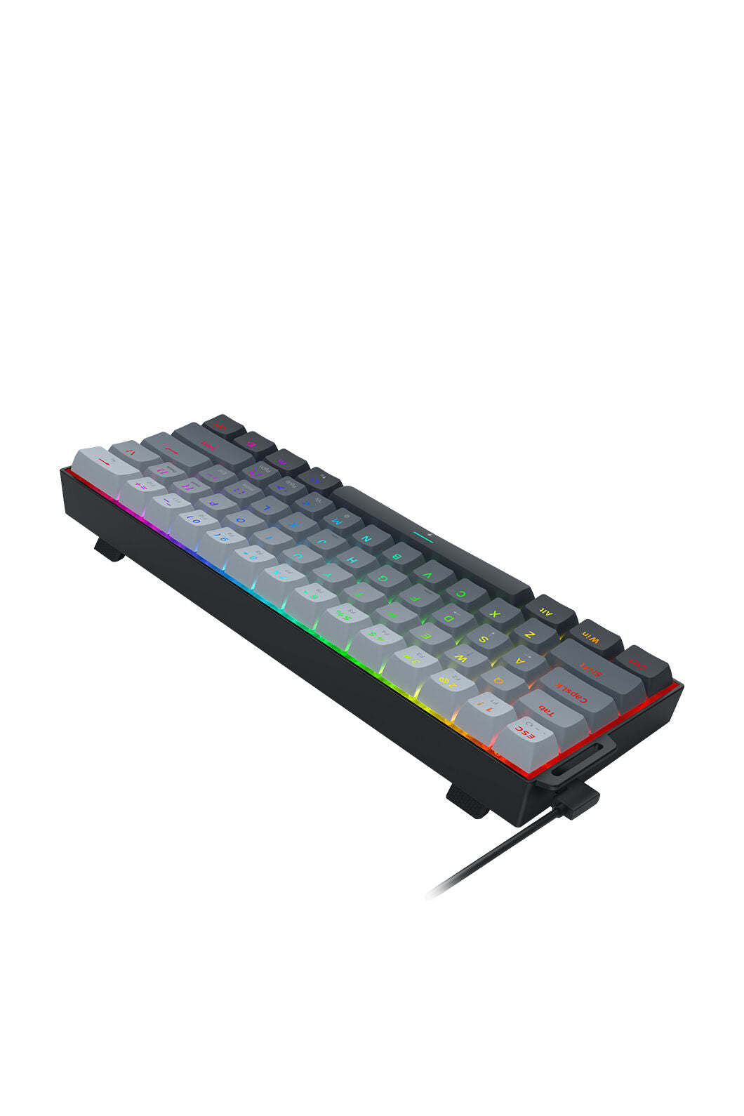 REDRAGON - Redragon K617GGB-RGB-MP Fizz Grey 60% Rapid Trigger Magnetic HE RGB Gaming Keyboard - grey