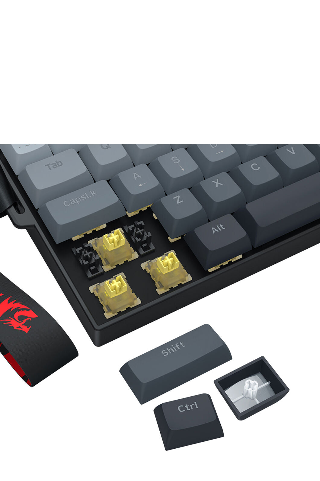 REDRAGON - Redragon K617GGB-RGB-MP Fizz Grey 60% Rapid Trigger Magnetic HE RGB Gaming Keyboard - grey