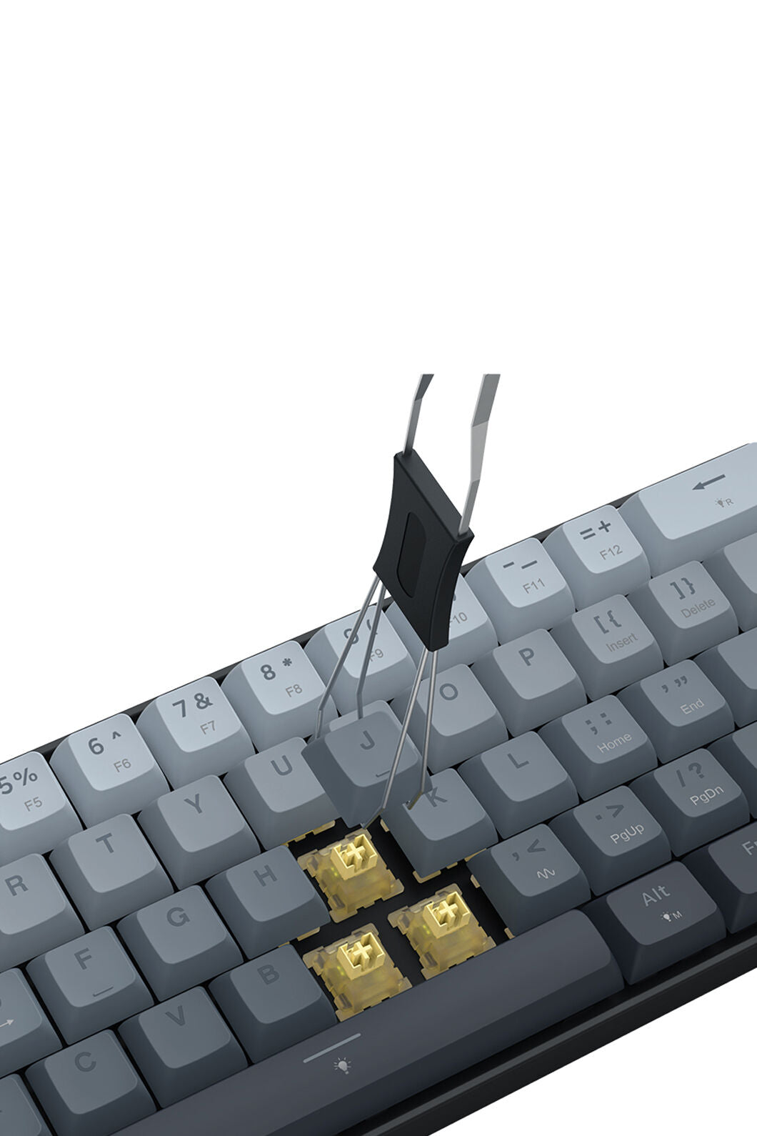 REDRAGON - Redragon K617GGB-RGB-MP Fizz Grey 60% Rapid Trigger Magnetic HE RGB Gaming Keyboard - grey