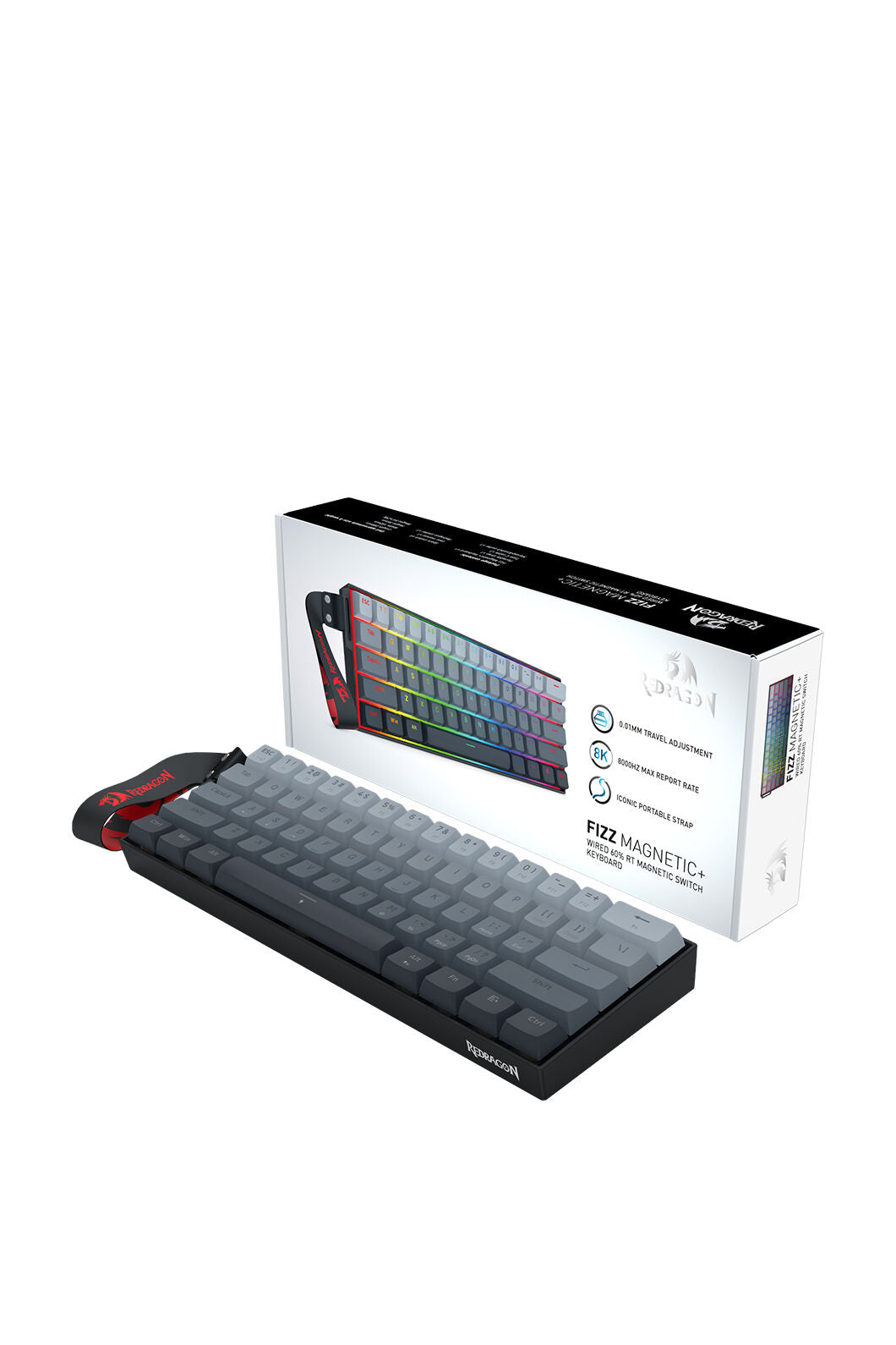 REDRAGON - Redragon K617GGB-RGB-MP Fizz Grey 60% Rapid Trigger Magnetic HE RGB Gaming Keyboard - grey