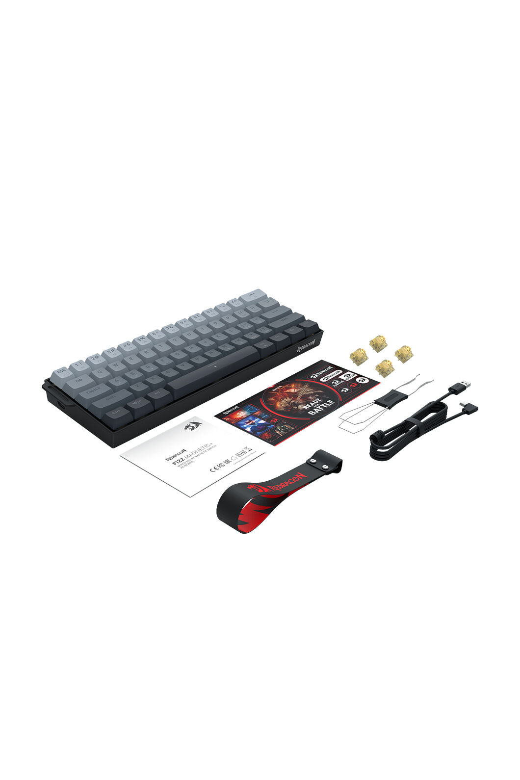 REDRAGON - Redragon K617GGB-RGB-MP Fizz Grey 60% Rapid Trigger Magnetic HE RGB Gaming Keyboard - grey