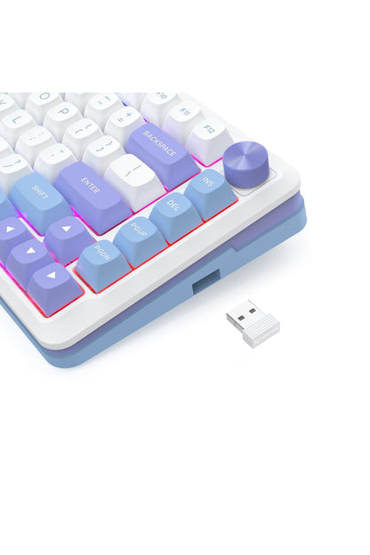 REDRAGON - Redragon K681WBP RGB Pro Cyrus Purple 75% Gasket Wireless Mechanical Keyboard - purple