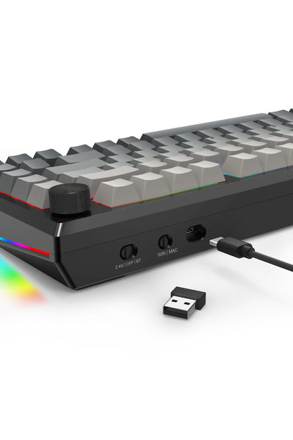 REDRAGON - Redragon K687GG RGB Pro Freyja Grey Aluminum Gasket Mechanical Keyboard - grey