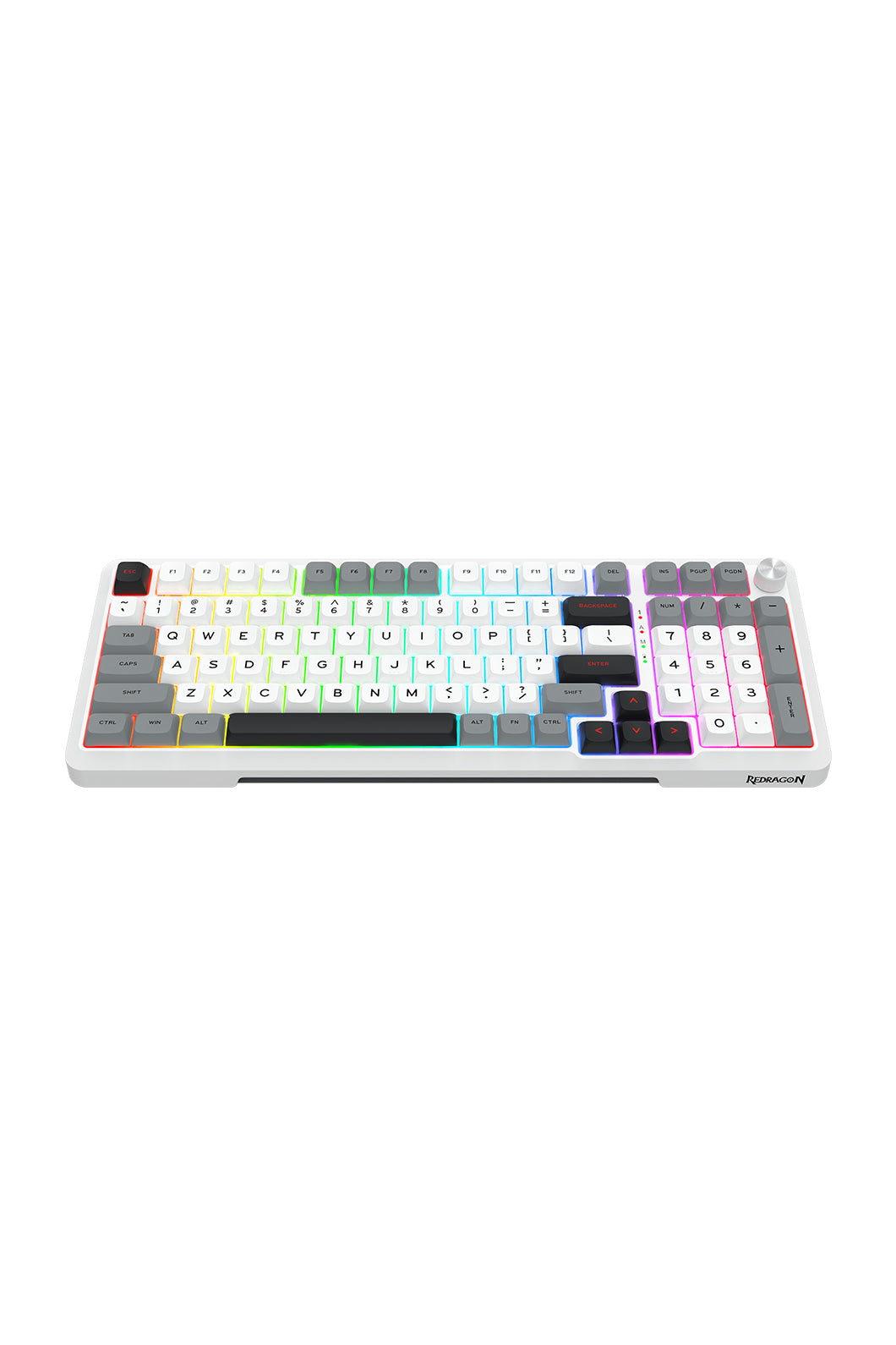 REDRAGON - Redragon K688WGL RGB Pro Bragi White Full Size Gasket Wireless Mechanical Keyboard - white