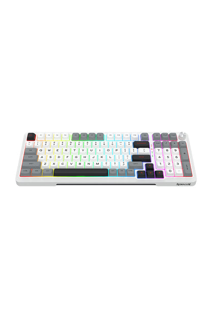 REDRAGON - Redragon K688WGL RGB Pro Bragi White Full Size Gasket Wireless Mechanical Keyboard - white