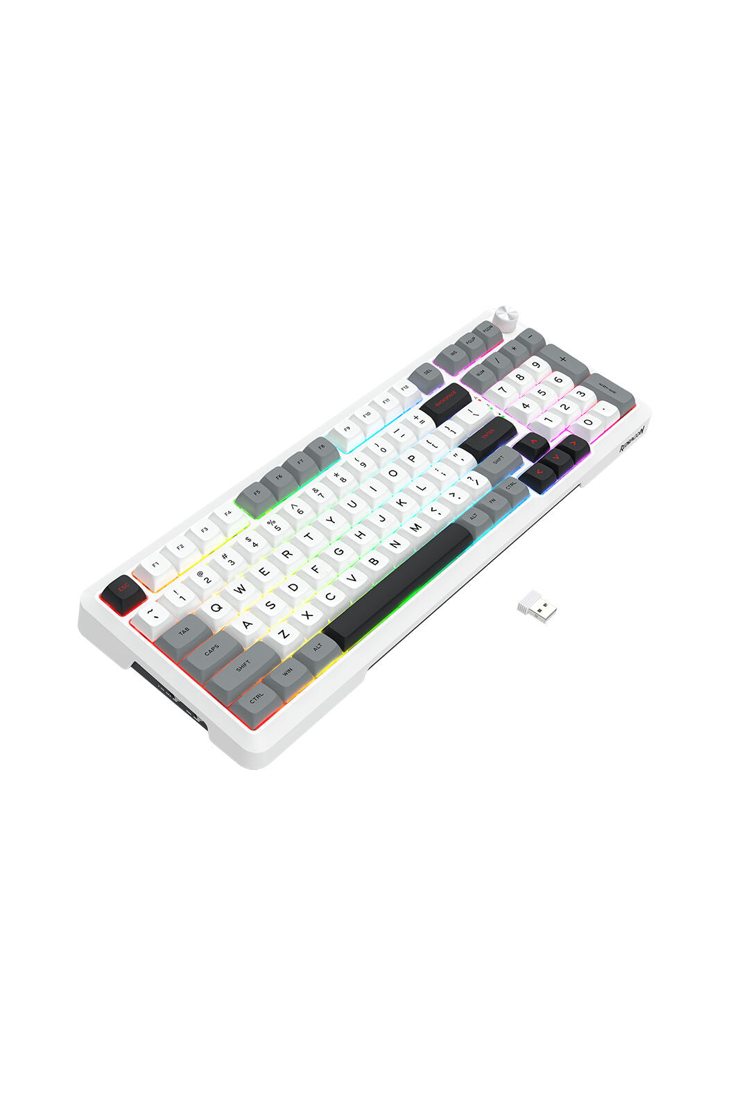 REDRAGON - Redragon K688WGL RGB Pro Bragi White Full Size Gasket Wireless Mechanical Keyboard - white