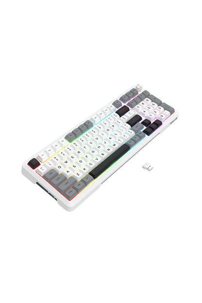 REDRAGON - Redragon K688WGL RGB Pro Bragi White Full Size Gasket Wireless Mechanical Keyboard - white