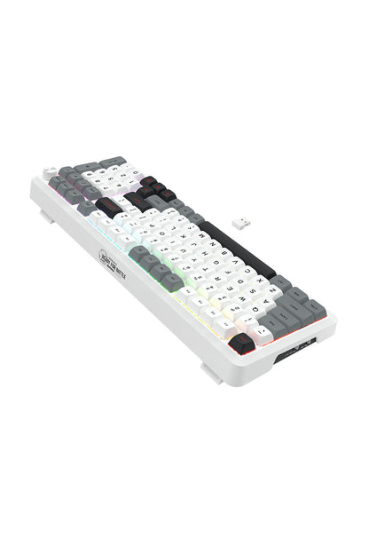 REDRAGON - Redragon K688WGL RGB Pro Bragi White Full Size Gasket Wireless Mechanical Keyboard - white