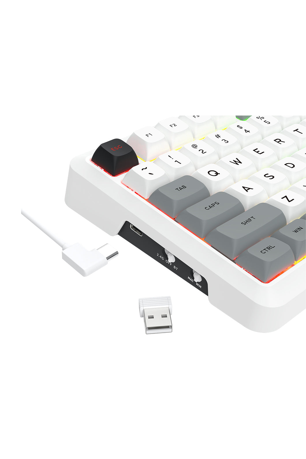 REDRAGON - Redragon K688WGL RGB Pro Bragi White Full Size Gasket Wireless Mechanical Keyboard - white