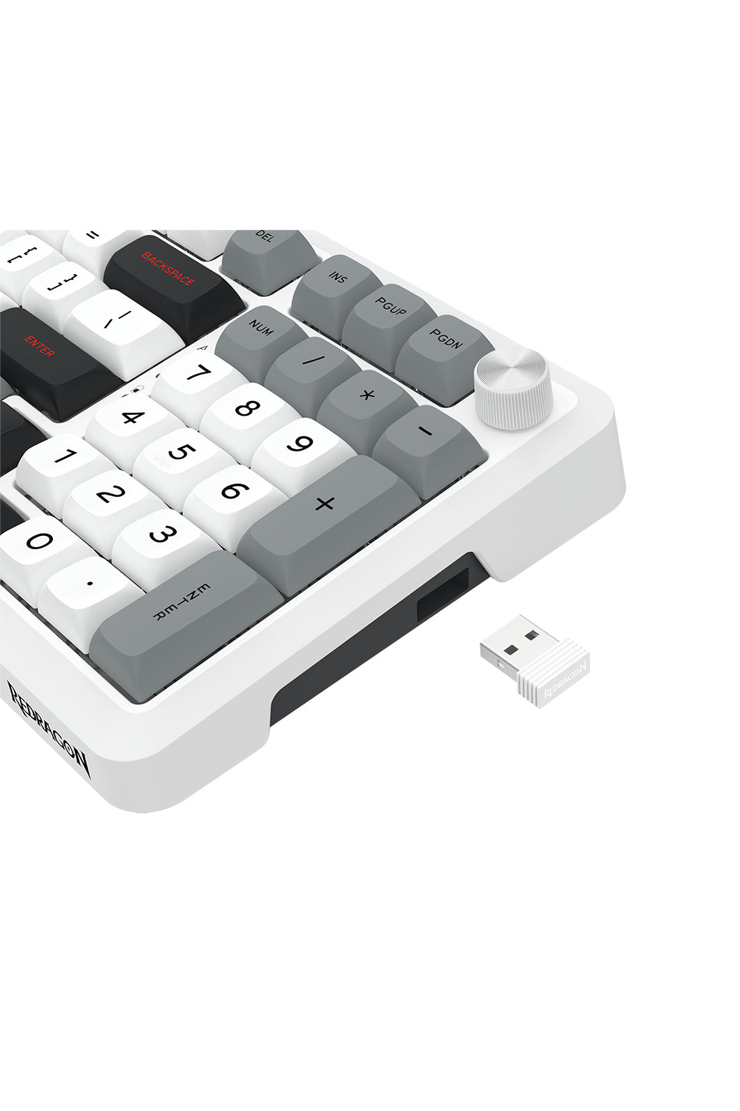 REDRAGON - Redragon K688WGL RGB Pro Bragi White Full Size Gasket Wireless Mechanical Keyboard - white