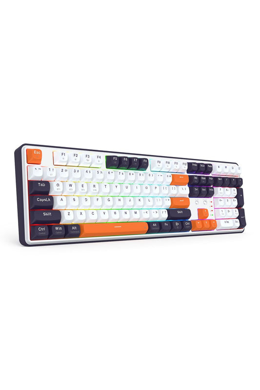 REDRAGON - Redragon K689WBO RGB Pro Wyvern White 108-Key Gasket Wireless Mechanical Keyboard - white