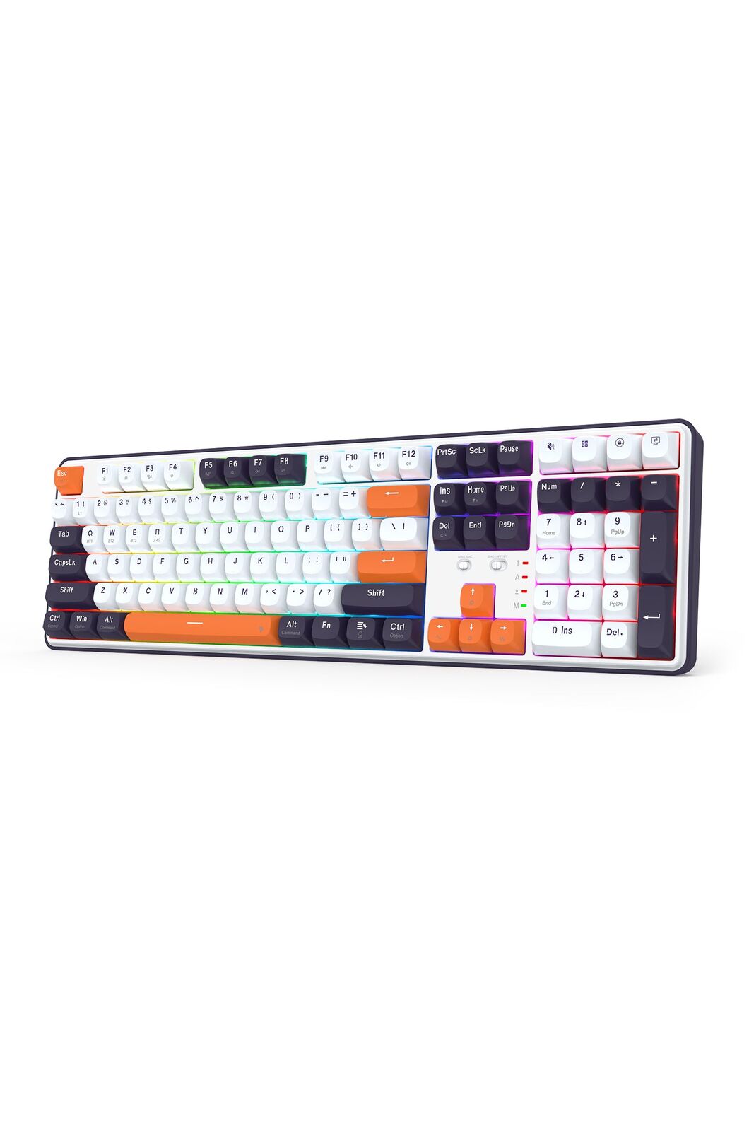 REDRAGON - Redragon K689WBO RGB Pro Wyvern White 108-Key Gasket Wireless Mechanical Keyboard - white