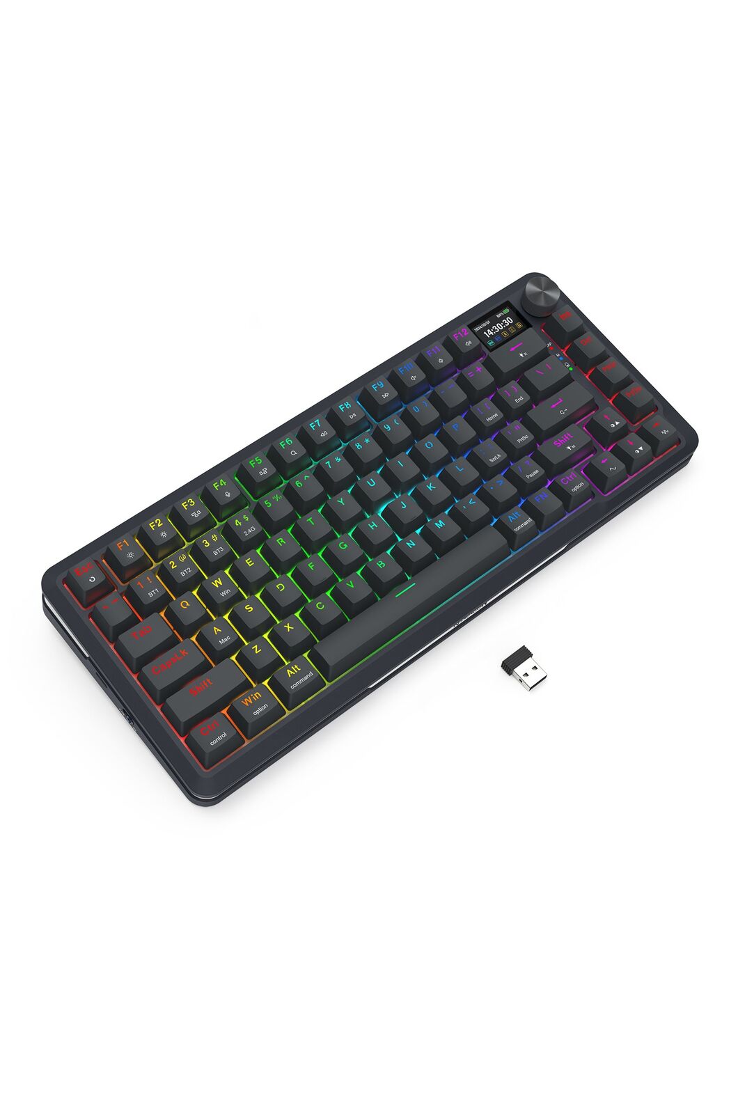 REDRAGON - Redragon K708RGB-Pro Fleact Black 75% LCD Mechanical Keyboard - black