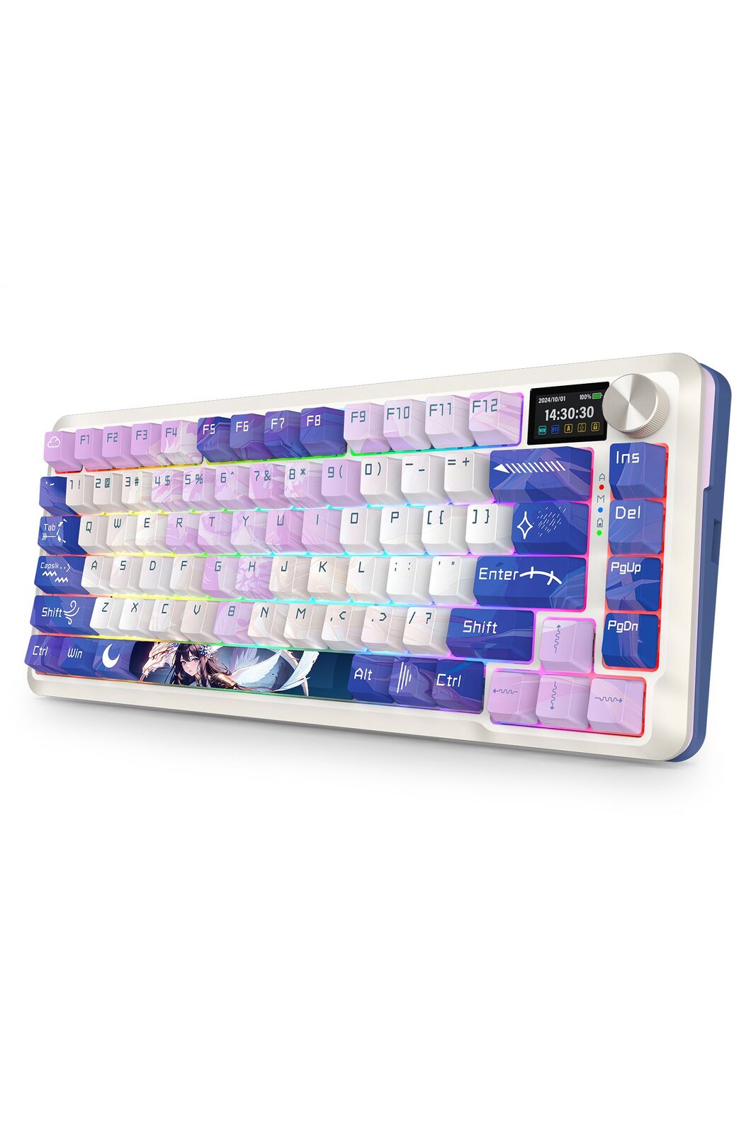 REDRAGON - Redragon K708AK-RGB Pro Fleact Purple 75% LCD Mechanical Keyboard - purple