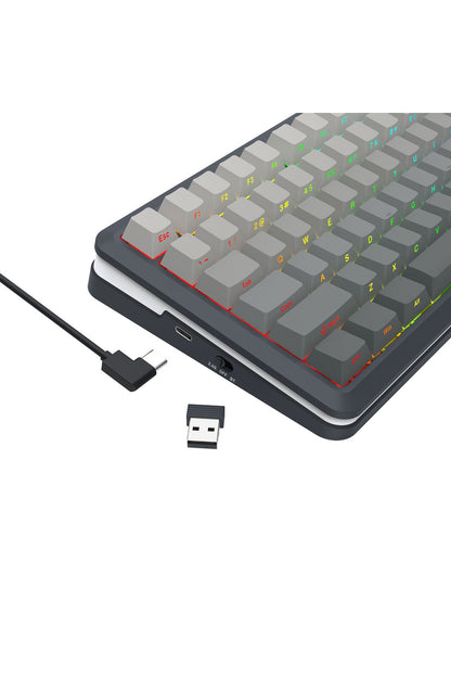 REDRAGON - Redragon K708GG RGB Pro Fleact Charcoal 75% LCD Gasket Wireless Mechanical Keyboard - charcoal