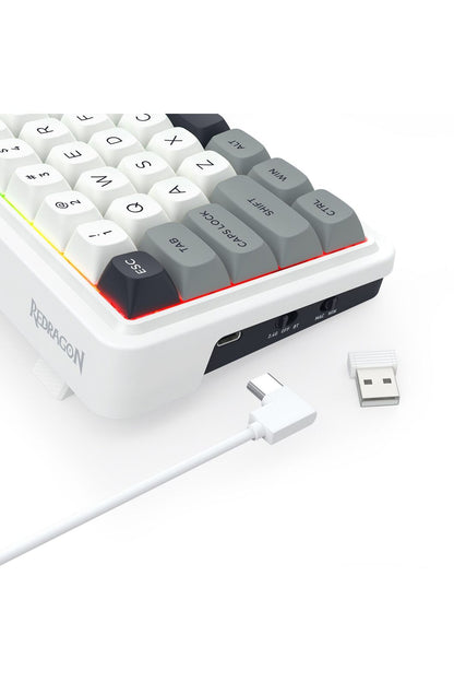 REDRAGON - Redragon K730WGP RGB Pro Draconic V2 Grey 60% Gasket Wireless Mechanical Keyboard - grey