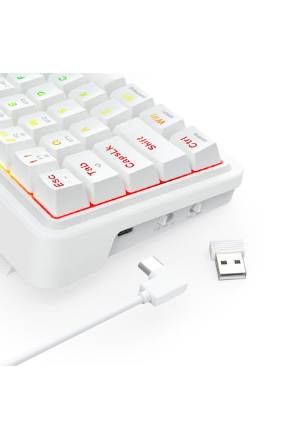 REDRAGON - Redragon K730W RGB Pro Draconic V2 White 60% Gasket Wireless Mechanical Keyboard - white
