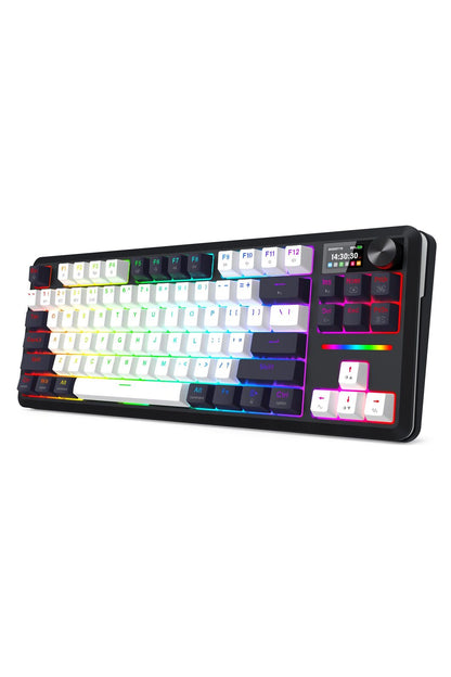 REDRAGON - Redragon K746WB RGB Pro Wildslash LCD Black 84-Key Gasket Wireless Mechanical Keyboard - black