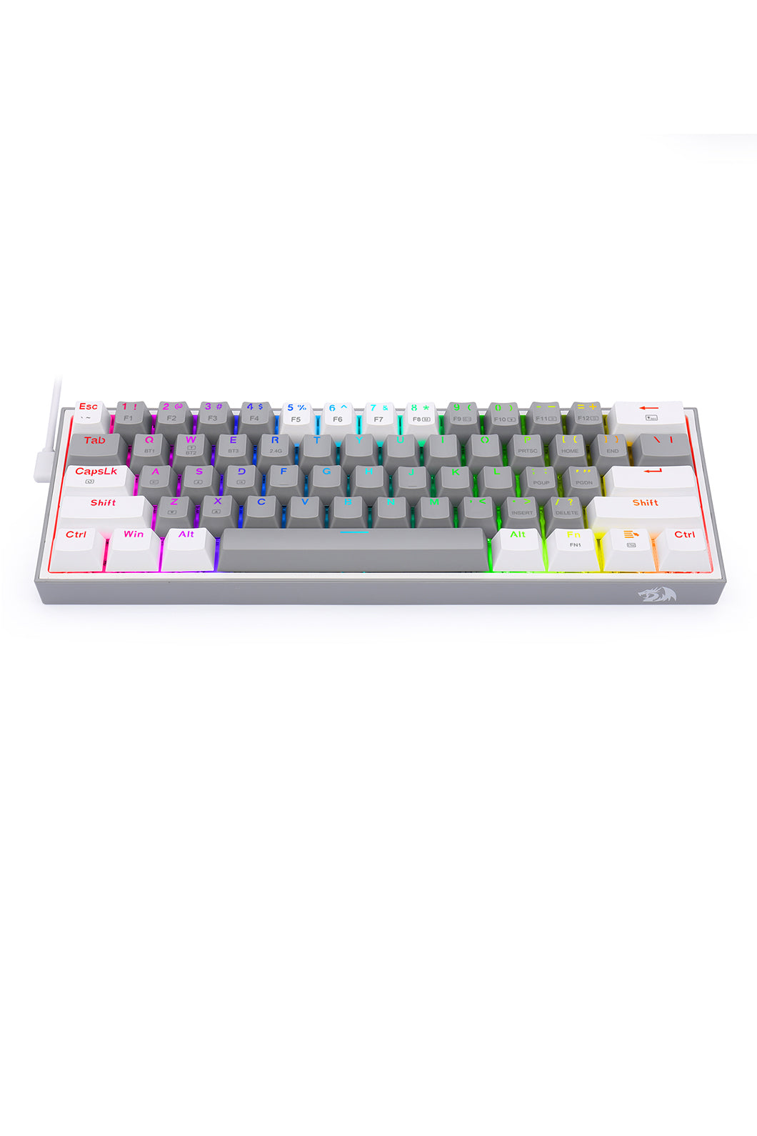 REDRAGON - Redragon K616-RGB Fizz Grey 60% Tri-Mode Wireless Mechanical Gaming Keyboard - grey