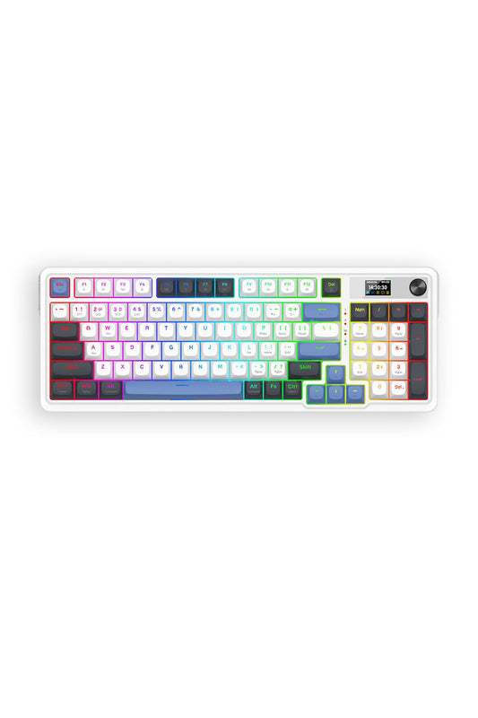 REDRAGON - Redragon K719WGB RGB Pro Artemis Pro White LCD Gasket Wireless Mechanical Keyboard - white