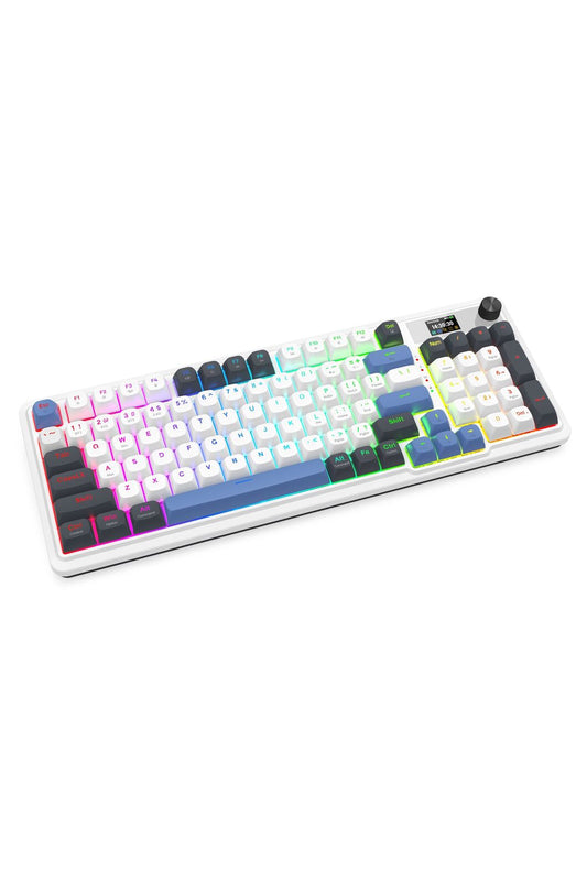 REDRAGON - Redragon K719WGB RGB Pro Artemis Pro White LCD Gasket Wireless Mechanical Keyboard - white