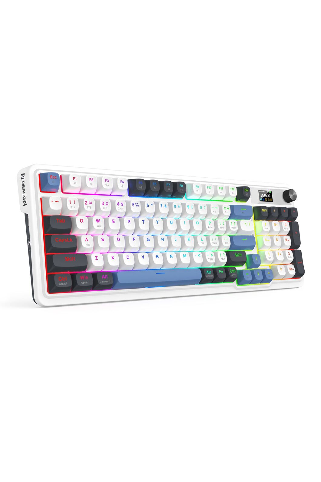 REDRAGON - Redragon K719WGB RGB Pro Artemis Pro White LCD Gasket Wireless Mechanical Keyboard - white