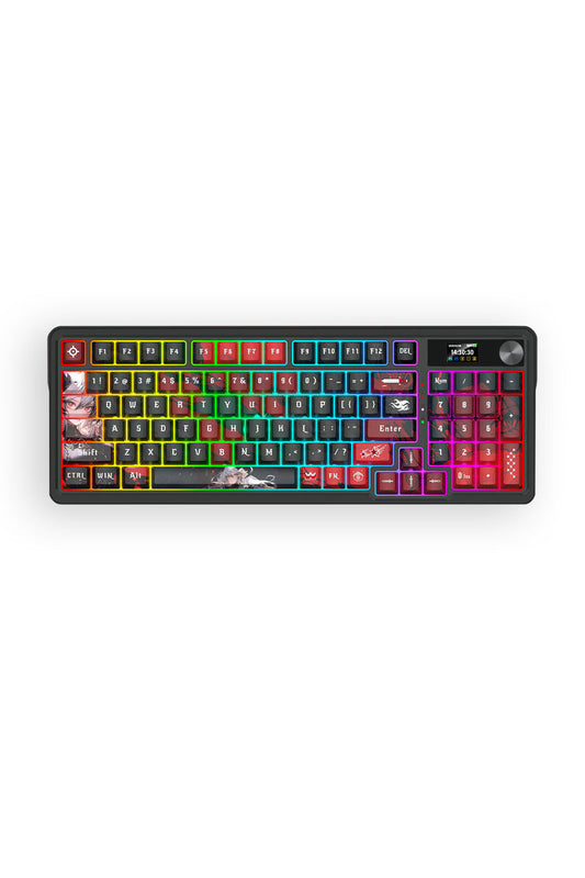 REDRAGON - Redragon K719AK RGB Pro Artemis Pro Black LCD Gasket Wireless Mechanical Keyboard - black