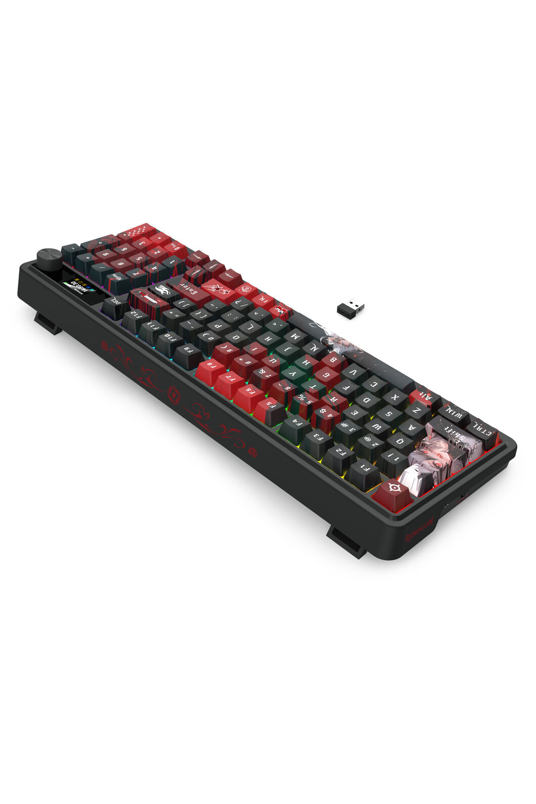 REDRAGON - Redragon K719AK RGB Pro Artemis Pro Black LCD Gasket Wireless Mechanical Keyboard - black