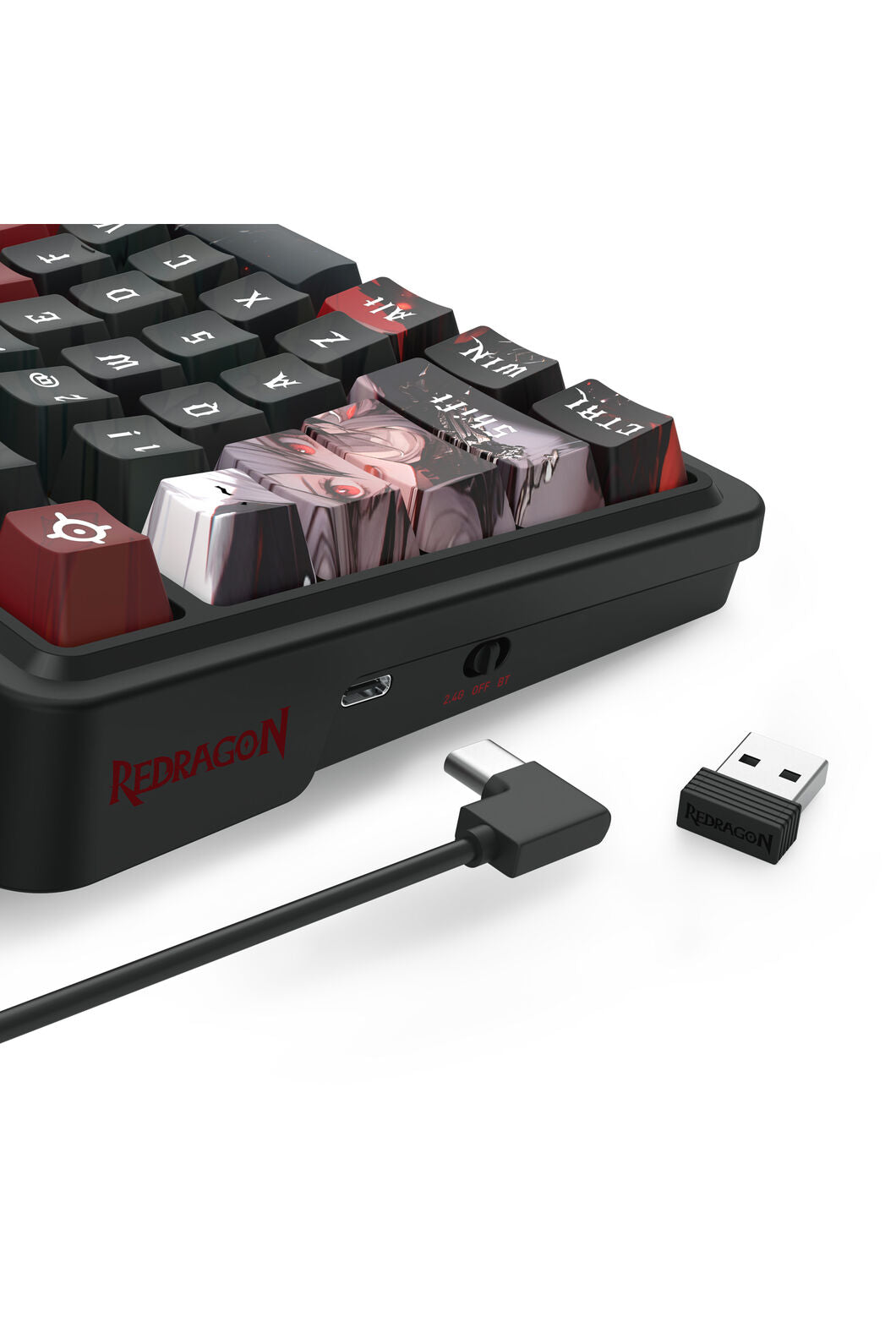 REDRAGON - Redragon K719AK RGB Pro Artemis Pro Black LCD Gasket Wireless Mechanical Keyboard - black
