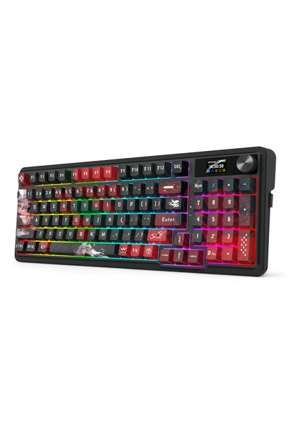 REDRAGON - Redragon K719AK RGB Pro Artemis Pro Black LCD Gasket Wireless Mechanical Keyboard - black