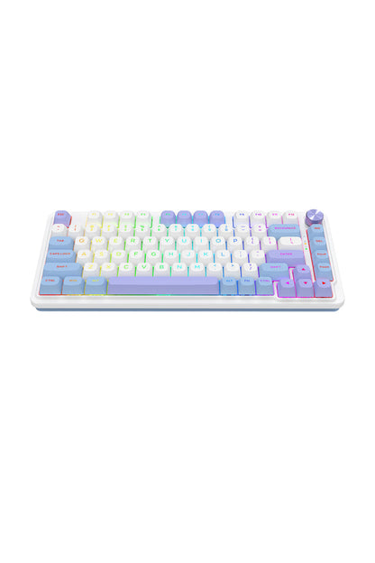 REDRAGON - Redragon K673WBP RGB Max White Purple 75% Gasket Wireless Mechanical Keyboard - white-purple